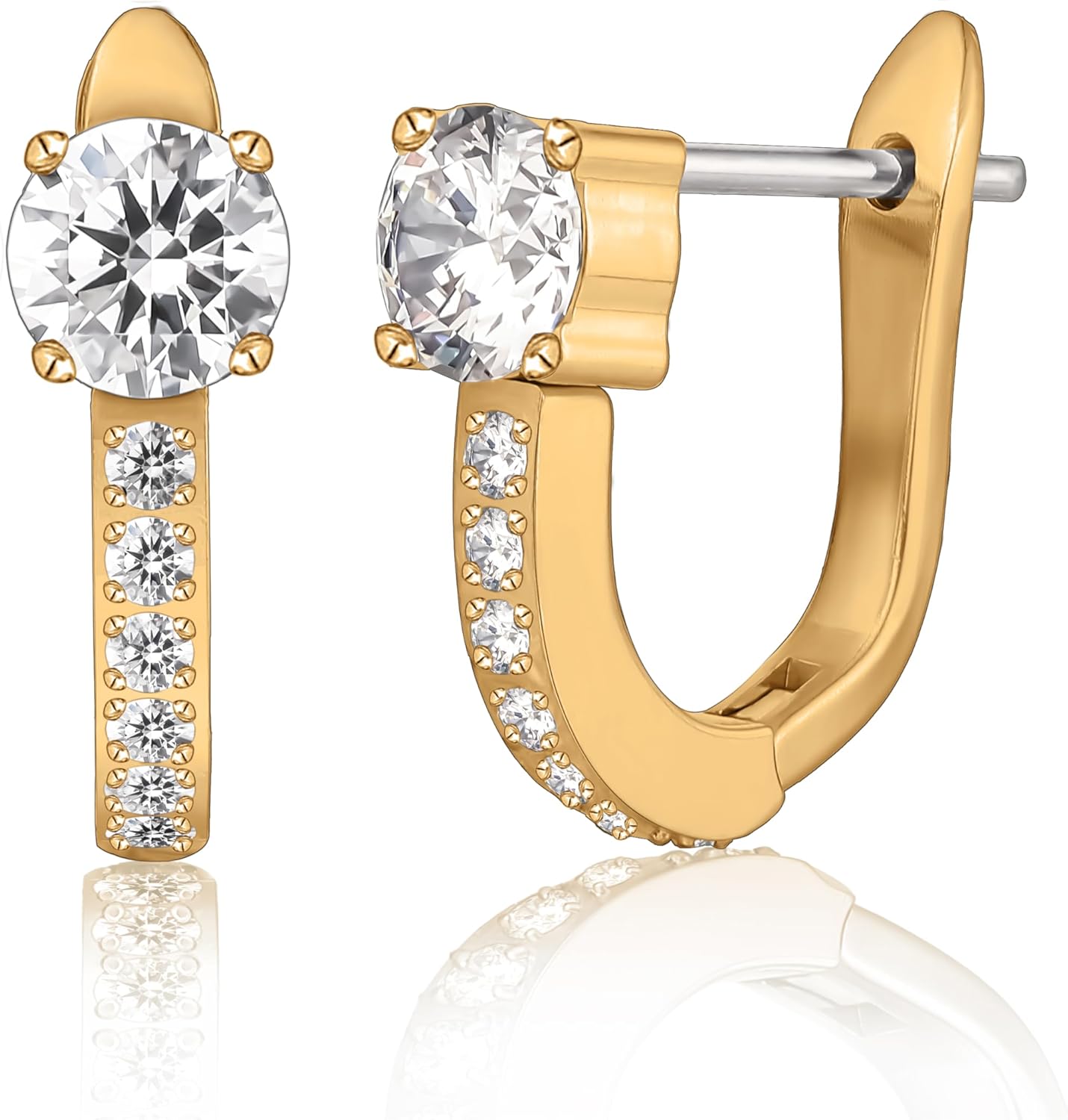Limerencia Hypoallergenic Titanium F136 Implant Grade Small Hoops Huggie Earrings,Cubic Zirconia Cuff Earrings Lightweight for Women