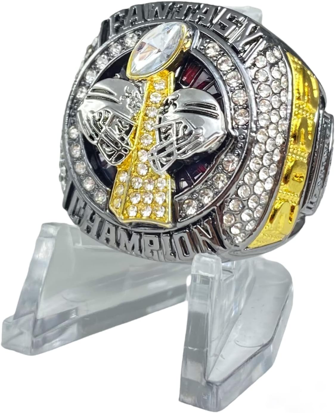 Legacy Rings 2022 Fantasy Football Championship Trophy Ring | Gunmetal and Gold Tone | Award for FFL Champion