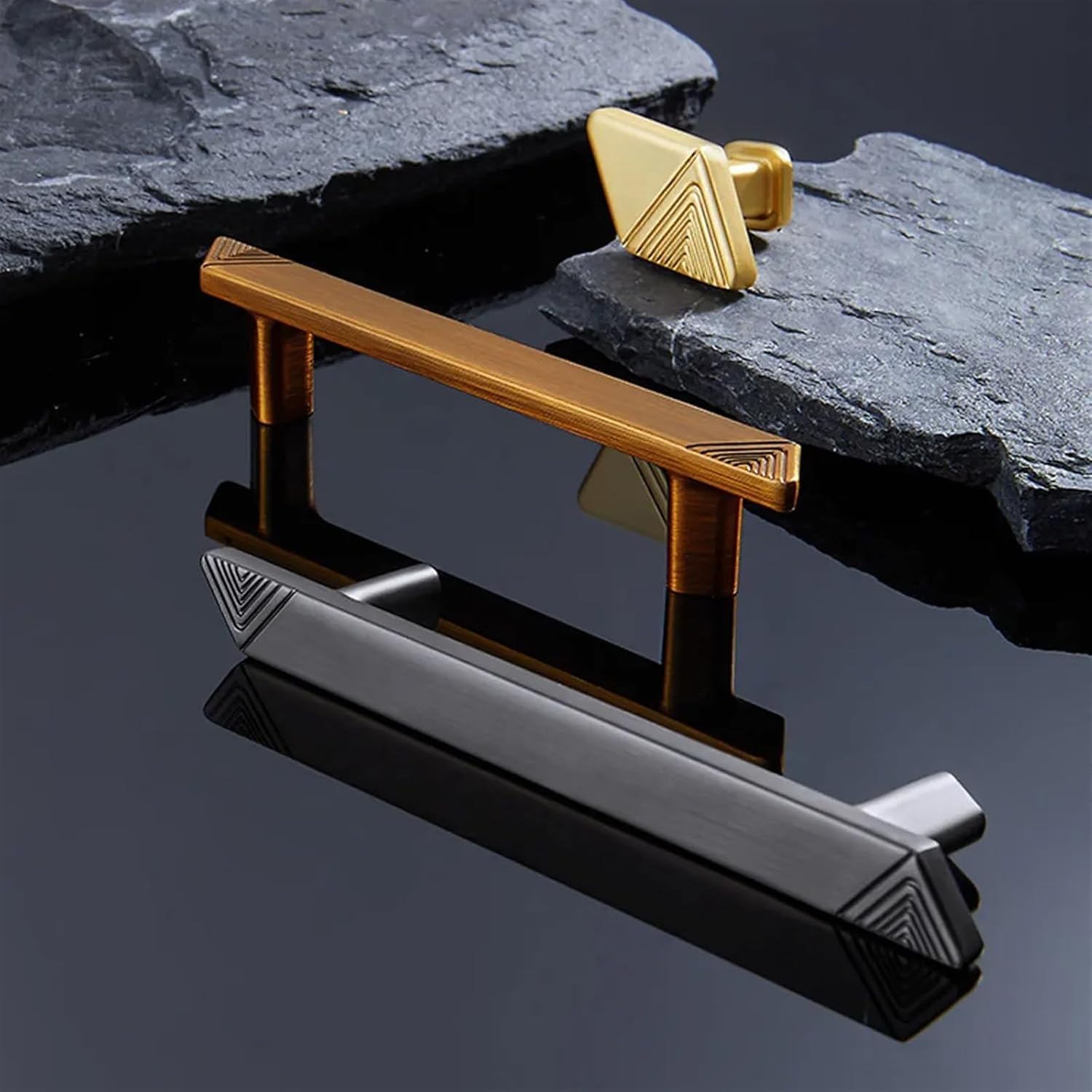 Modern Zinc Alloy Black Gold Door Handles Kitchen Cabinet Handles Solid Drawer Knobs Fashion Furniture Handle Hardware 1Pcs (Color : Gray Gold 192mm)