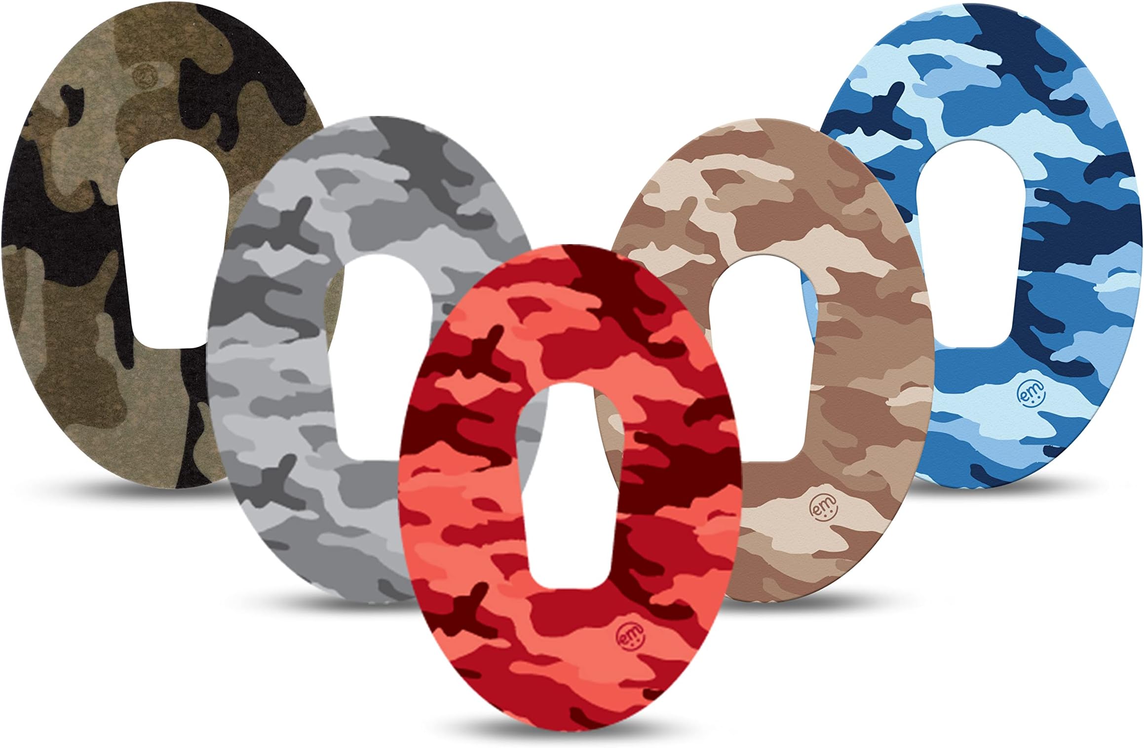 ExpressionMed - Adhesive Patches for Dexcom G6 (Pack of 5) - Made in The USA, Waterproof, Non-Fraying, Pre-Cut CGM Sensor Tapes (Camo Variety Pack)