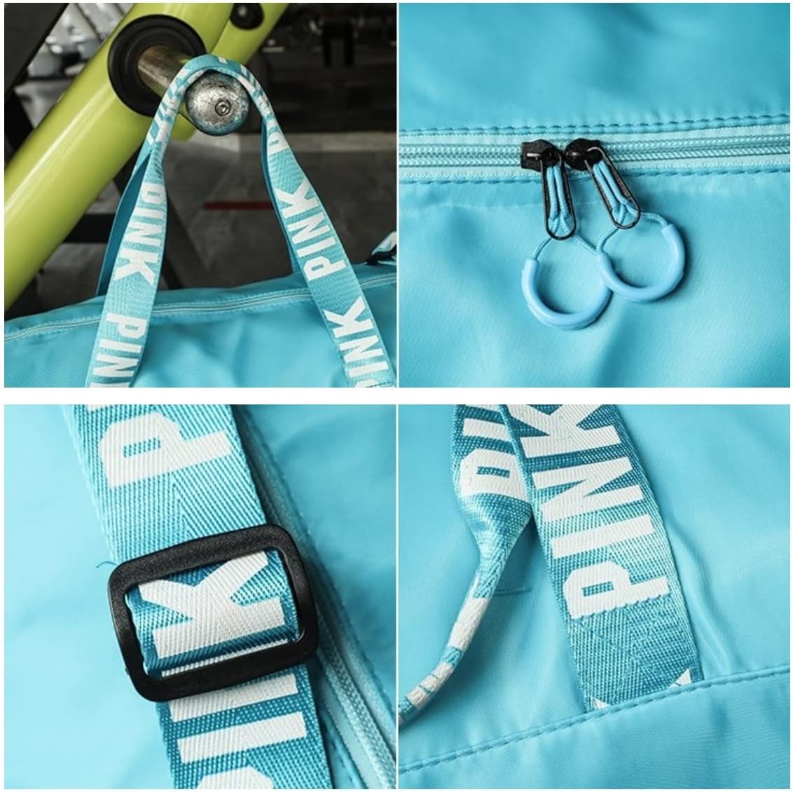 Sports Gym Bag Large Capacity Travel Duffel Bag Sport Shoes Bag with Wet Pocket Compartment for Men and Women Lightweight Multiple Colors PINK Logo (Yam Purple)