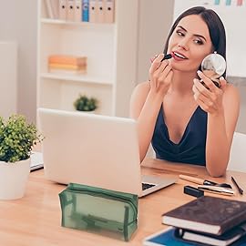 Boao 6 Pieces Mesh Makeup Bags Mesh Cosmetic Bag Portable Travel Organizing Zipper Pouch Toiletries Makeup Pouches for Home Office Travel Accessories(Green)