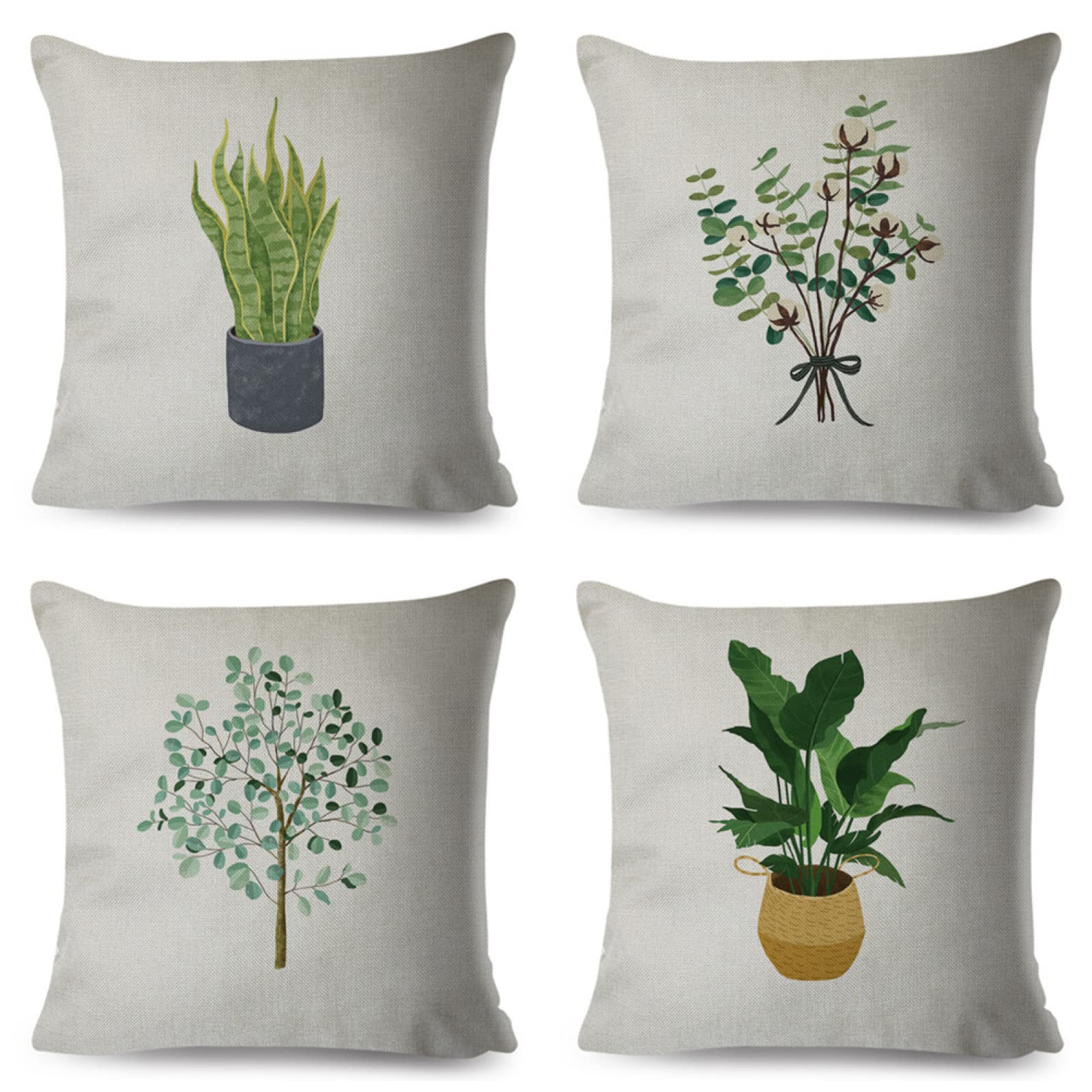 4er Set Kissenbezug 50x50 Kissenhülle, Baumwolle Leinen Dekorative Zierkissen Anlage 4er Set Dekokissen Kissenhülle Outdoor Kissen Sofakissen Couchkissen für Home Deko Kissen Wohnzimmer D588 Home & Kitchen