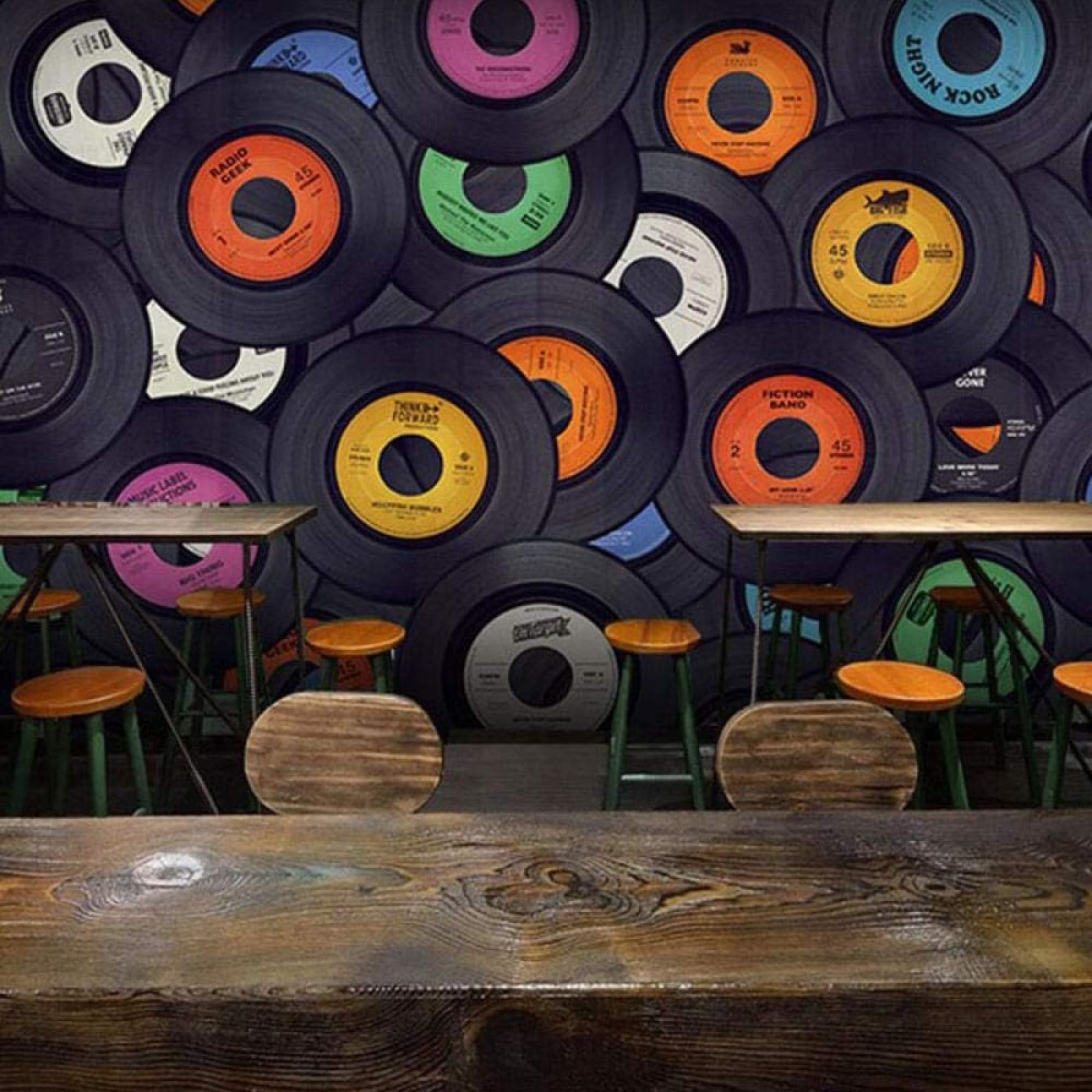 Individualidad Negro Colorido Música Cd Álbum Papel Pintado 3D Seda Texturizada Primera Calidad Neutros Material Ideal Para SalóN Dormitorio-430cm×300cm