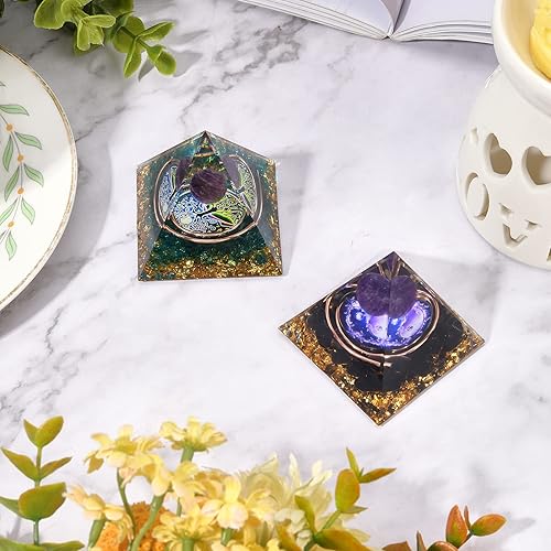 Miniatura 5 de CRASPIRE Cristal curativo pirámide de amatista, cristales de pirámide de orgón energético para yoga, estrés, reducción del estrés, meditación