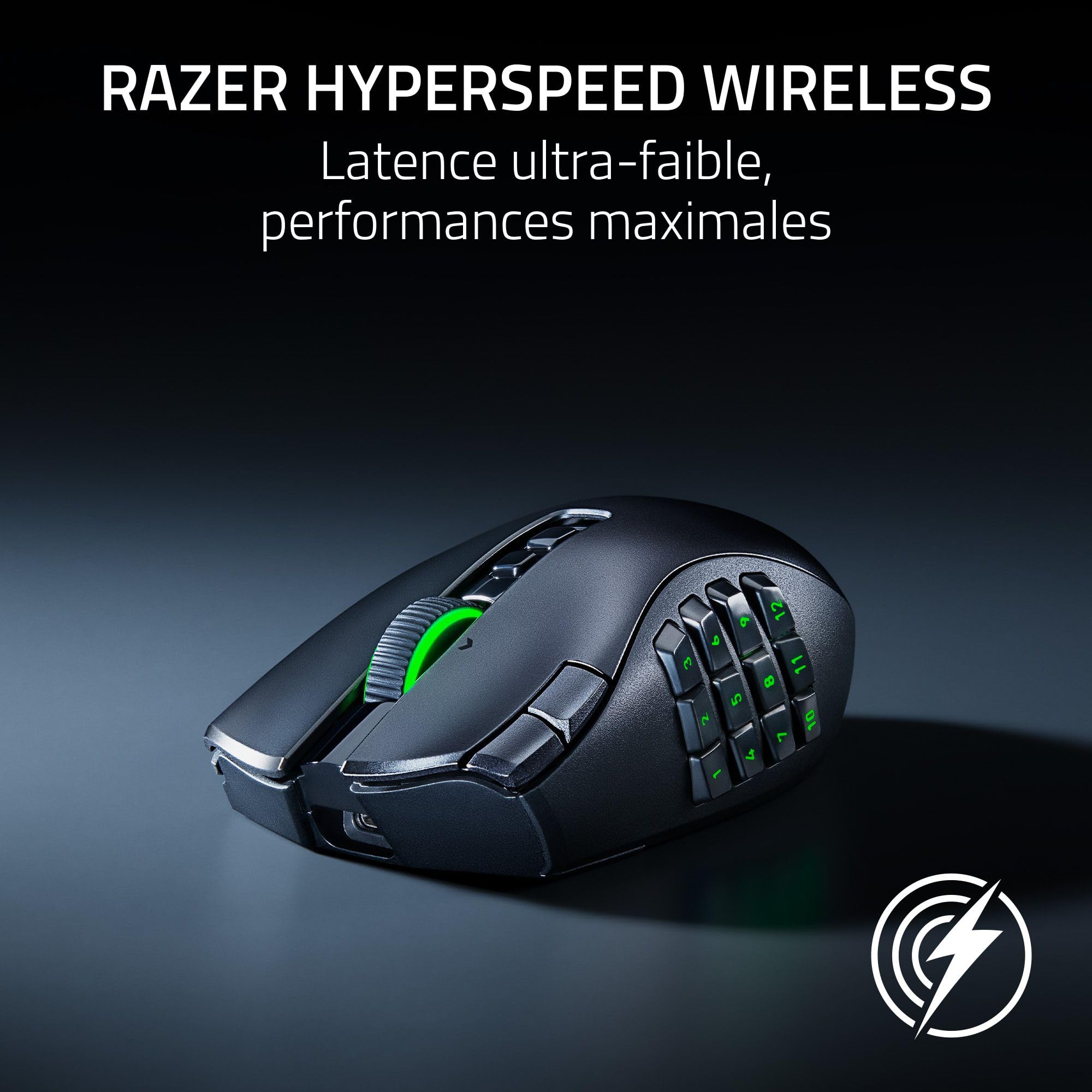 Razer Naga V3 Pro - Souris Gaming sans Fil avec des plaques latérales interchangeables pour Les MMO (HyperScroll de 2e Generation, Switches optiques de 4e Generation, Capteur Optique 50 K Focus Pro)