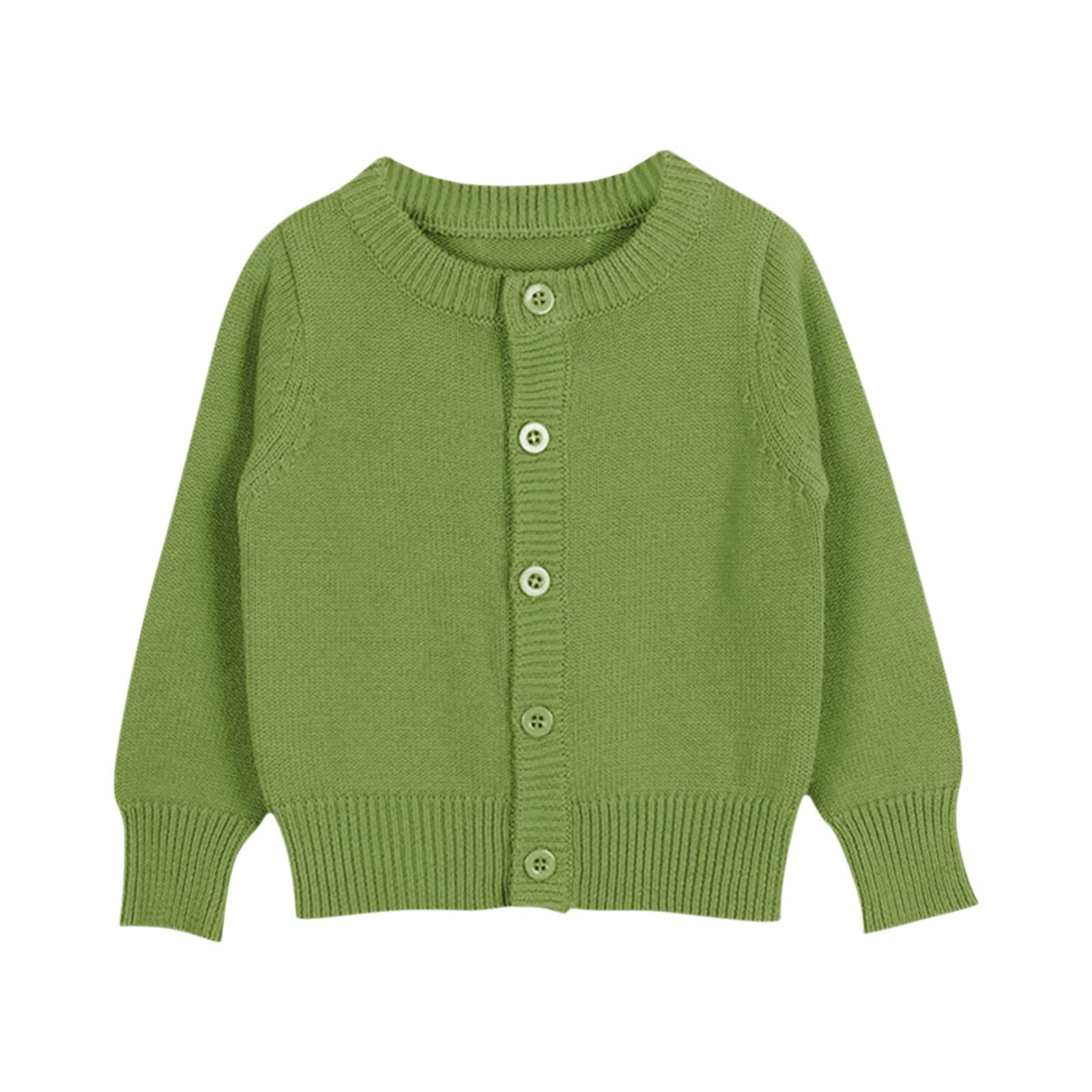 Generisch Cardigan da bambina con scollo rotondo, tinta unita, con bottoni | 15+ varianti di colore a scelta, classico design basic, versatile per l'asilo e la scuola