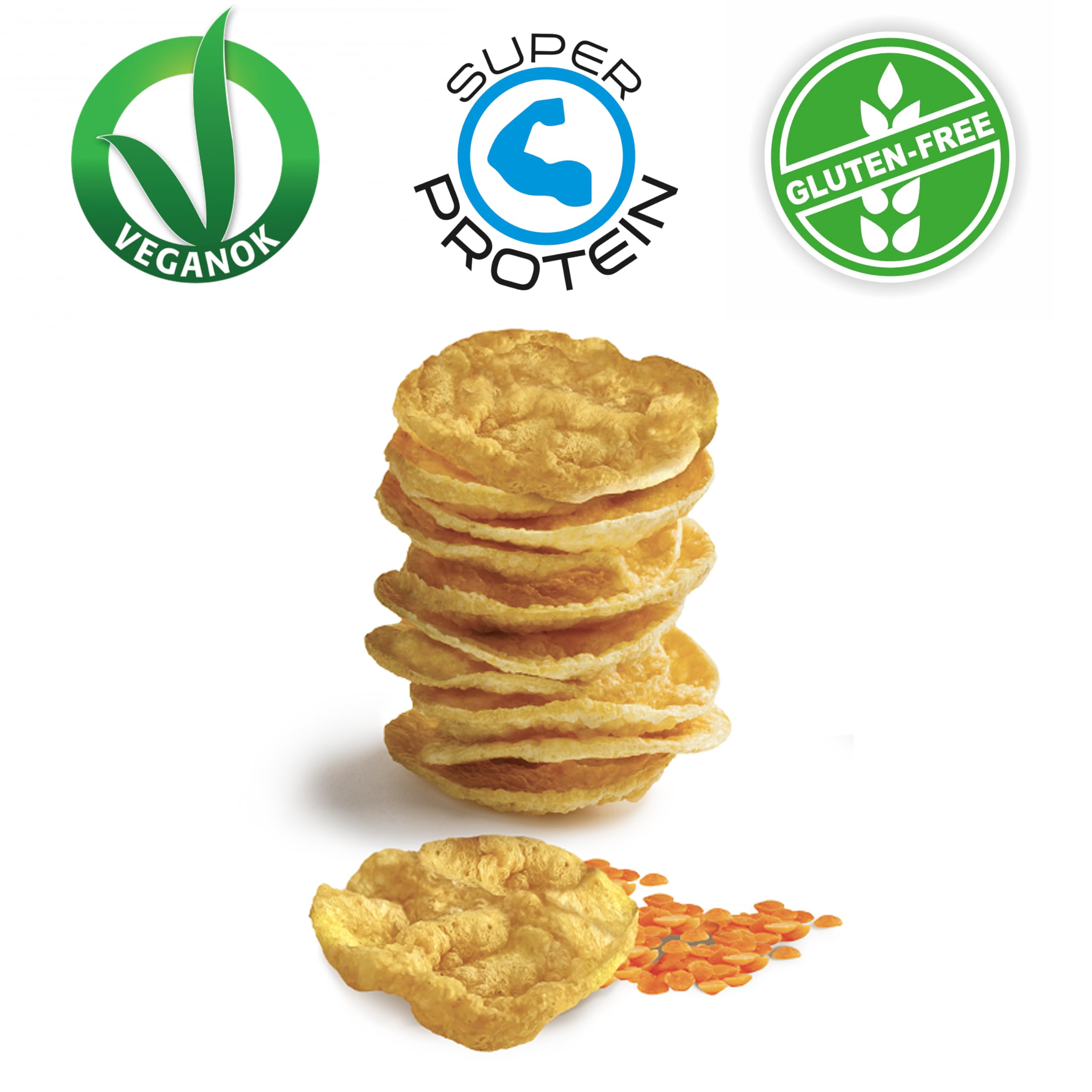 10 Snick Snack Chips Super Protein Fiorentini, 20 Grammi di Proteine con Lenticchie Rosse, Vegane, Senza Glutine, Multipack Formato Convenienza - 10 x 65 gr