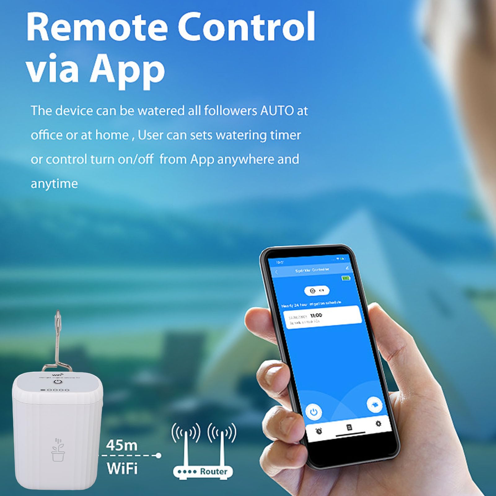 Ausla Irrigatore Automatico per Piante, di Irrigazione Intelligente con Gocciolatori Regolabili, Controllo WiFi e Timer Personalizzabile per Piante da Giardino da Interno Ed Esterno