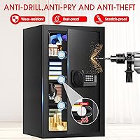 Vista 4 de 5.2 Cuft Large Home Safes Water and Fireproof, Fire Proof Safe for Home Use with Removable Shelves, Alarm System and Mute Function, Anti-Theft Safes