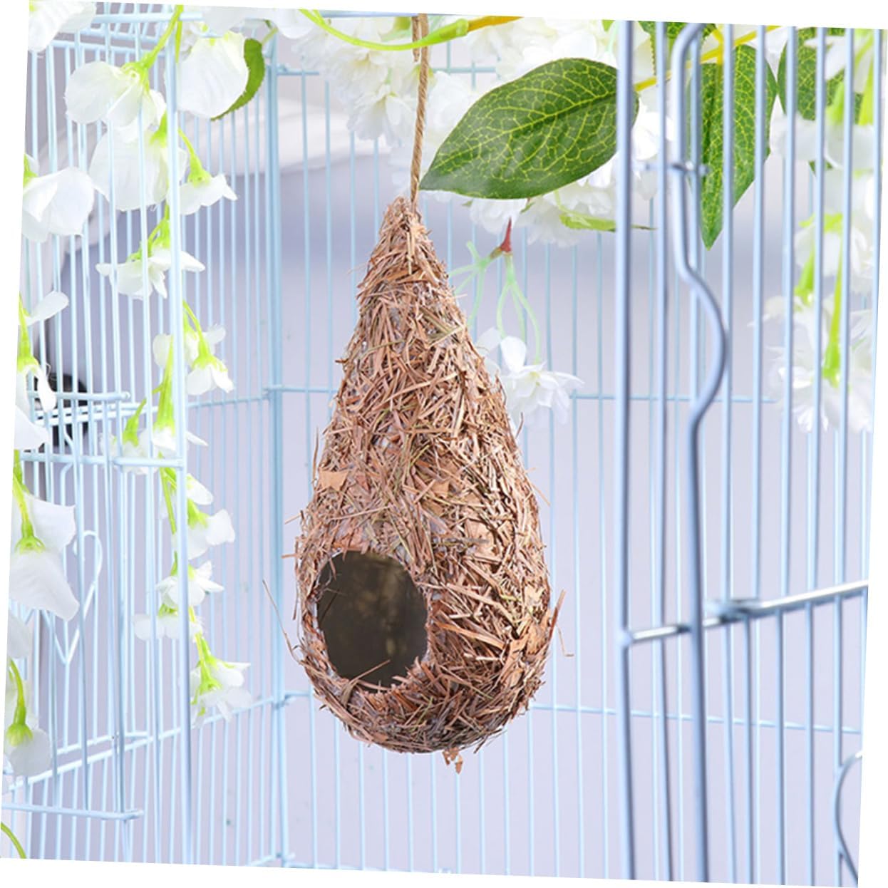 5pcs Hanging Woven Birdhouse Decorative Straw Bird Nest Pendant for Garden Balcony Durable Craft for Birds Animals Nature Inspired Nesting