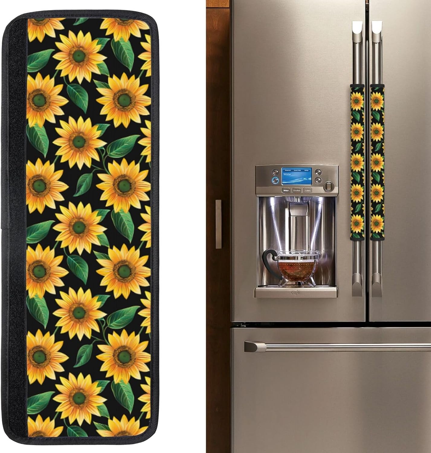 Refrigerator Handle Covers Yellow Sunflower Fridge Handle Covers Set of 2 Refrigerator Door Handle Covers for Kitchen Decor Door Handle Covers for Oven Dishwasher