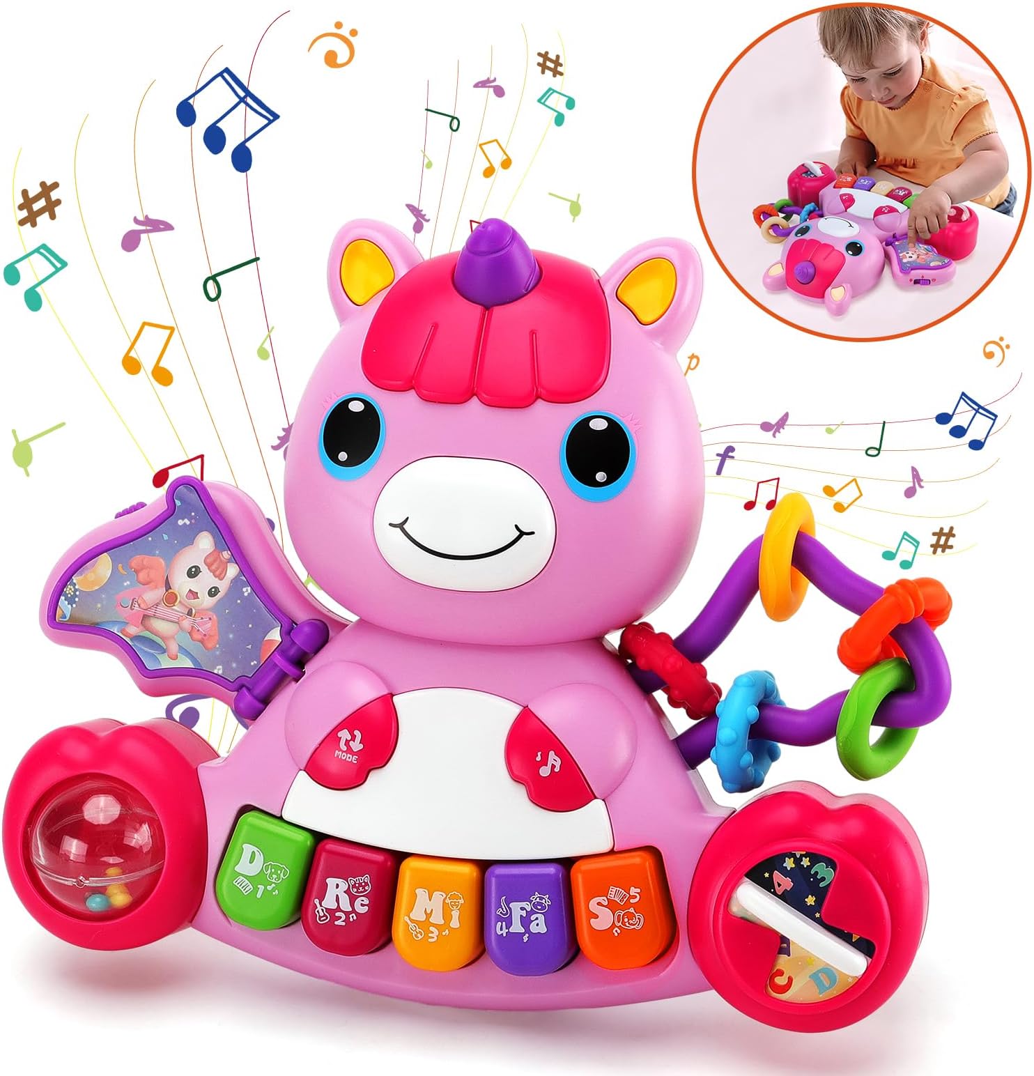 Baby Girl Toys 0 Months Plus Musical Unicorn Baby Piano Toys 0 6 12 18 Months Interactive Early Learning Toys for Girls Christmas Birthday Gifts