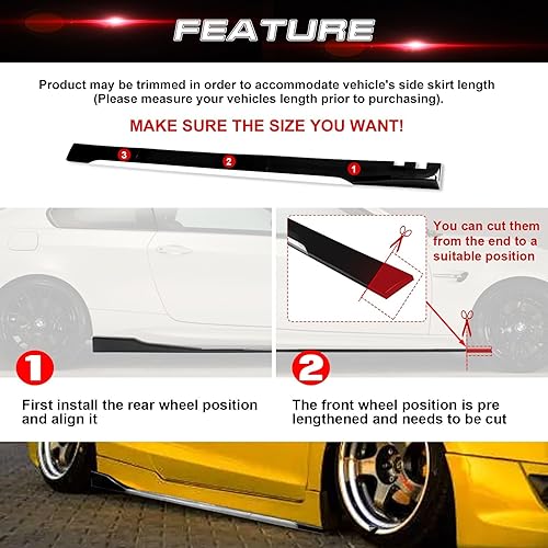 Miniatura 29 de x xotic tech Alerón de barbilla para parachoques delantero + difusor de aletas de falda lateral de 2M + barra de soporte ajustable de 10 a 13 Fibra