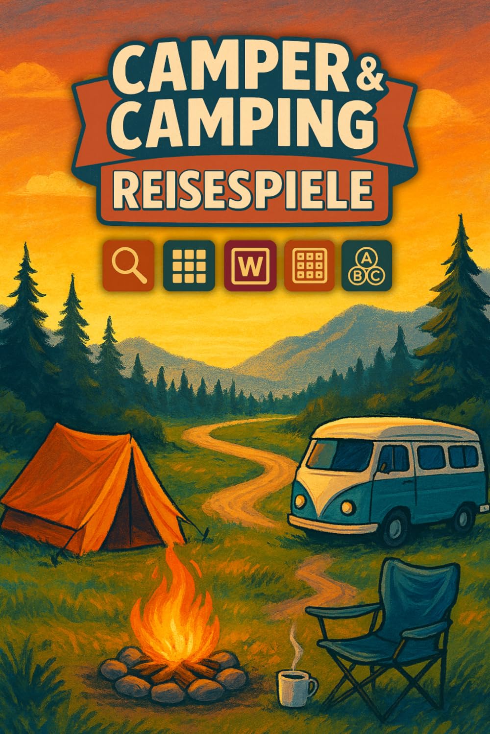 Camper & Camping Reisespiele: Das kompakte Rätselbuch für Erwachsene – für entspannte Pausen auf dem Campingplatz, im Wohnmobil und am Lagerfeuer.