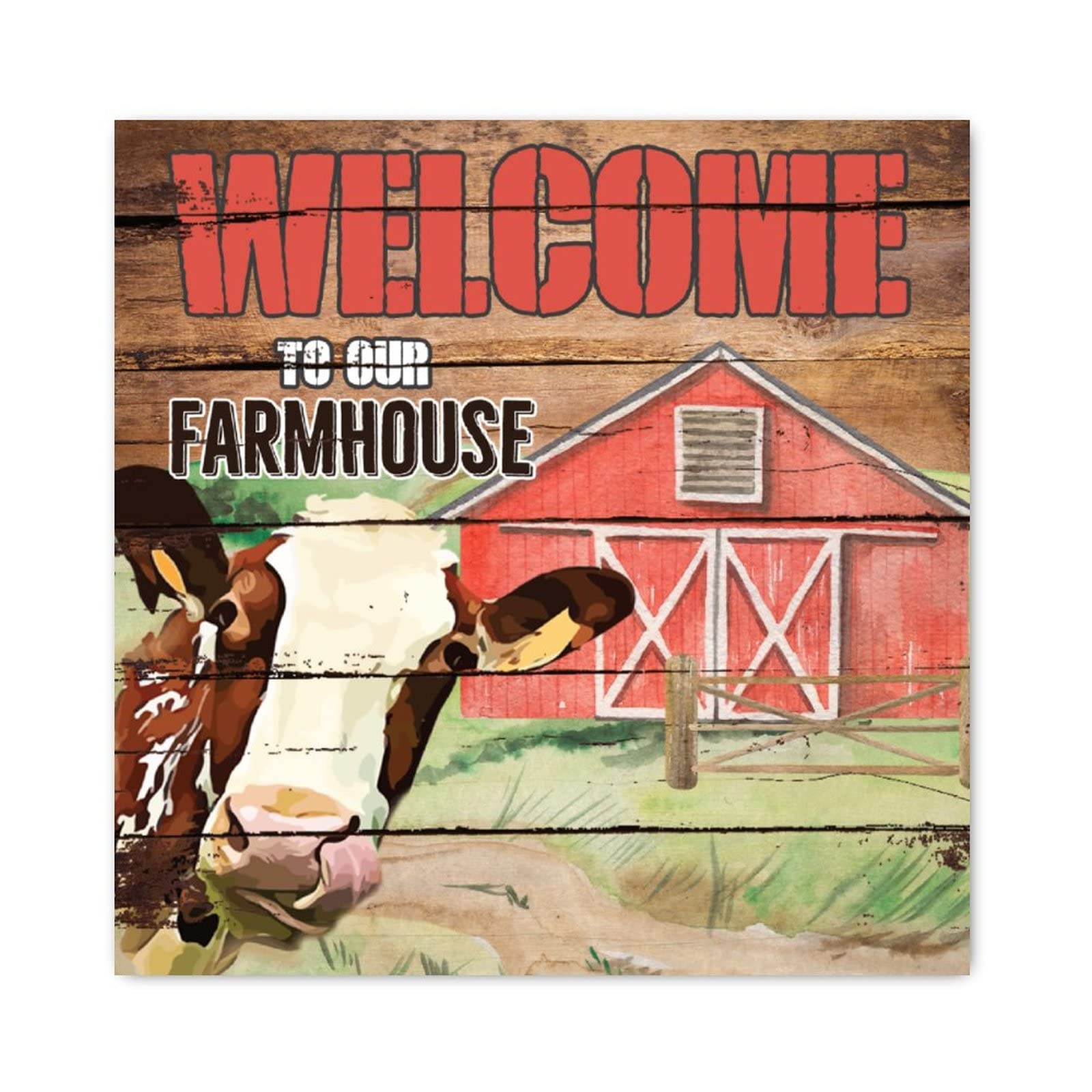 Plaque en bois Welcome to Our Farmhouse décoration murale rétro 30,5 cm