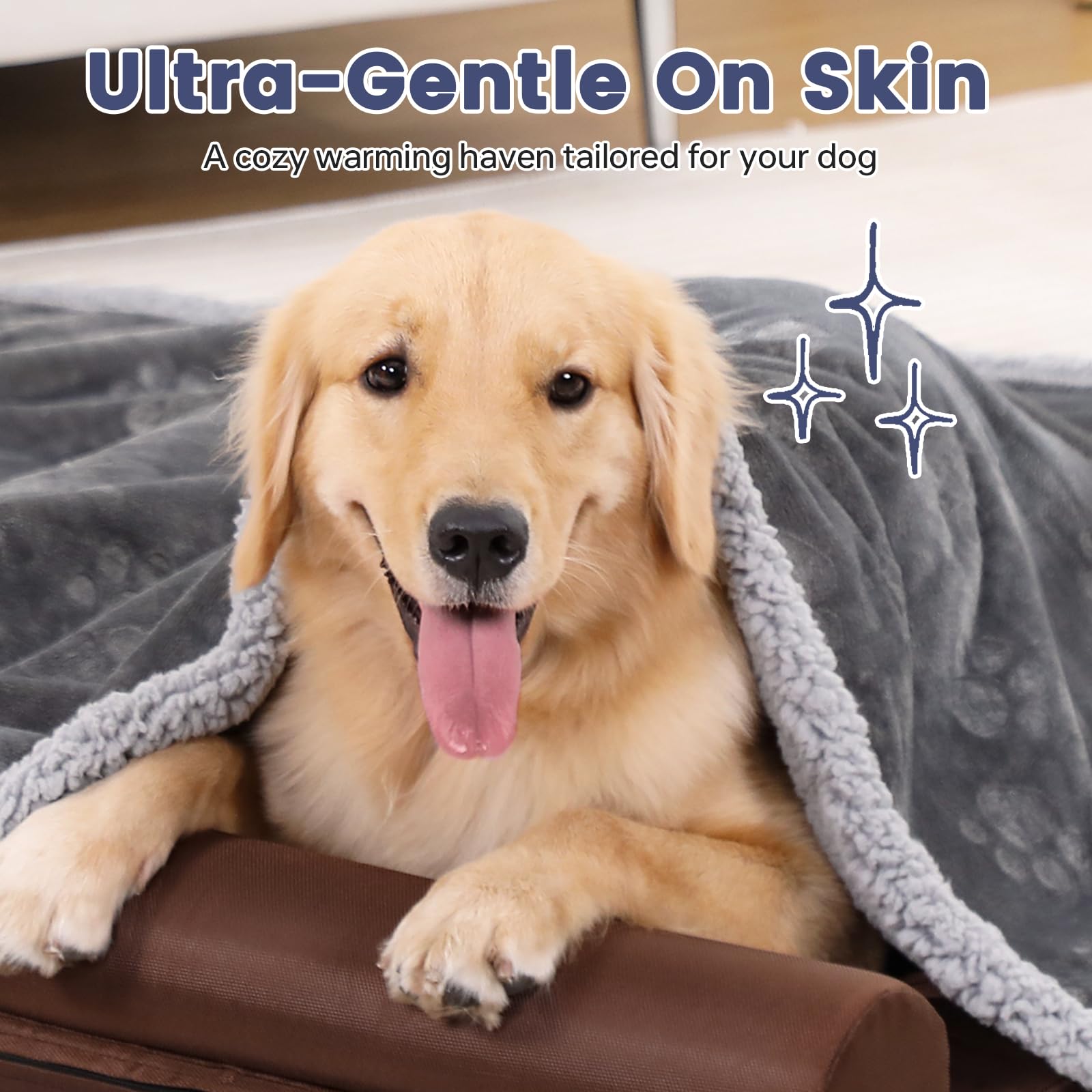 PETTOM Couverture Imperméable Chien en Flanelle et Sherpa, 127 x 100 cm | Deux Faces, Bordures Renforcées, Lavage Doux à 30 °C, Motifs Pattes