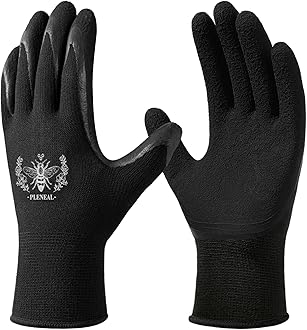 Pleneal Gardening Gloves for Women Men - 3 Pairs Breathable Garden Gloves with Grip, Latex Coated Outdoor Working Gloves for Lawn Yard, Medium Size Fits Most