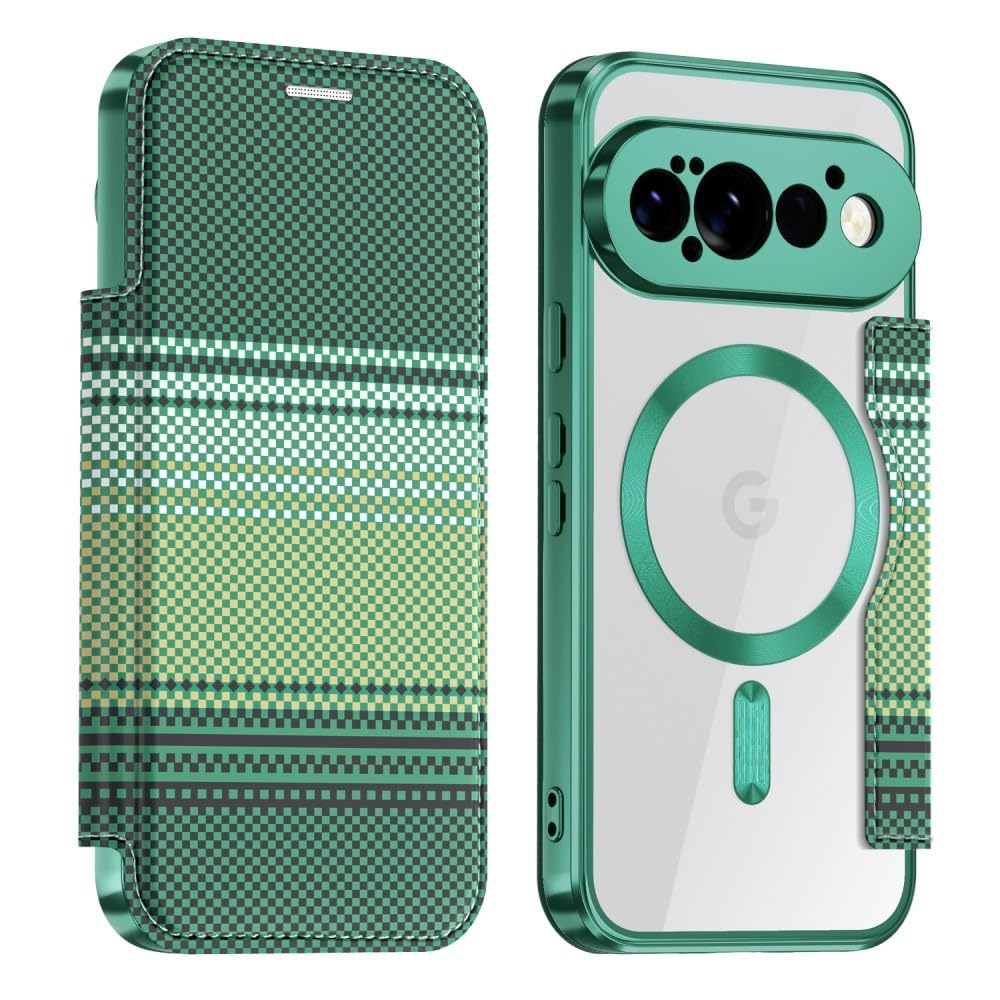 Protection Google Pixel 10 Pro 5G étui rabat anti-choc et porte-carte vert - 8