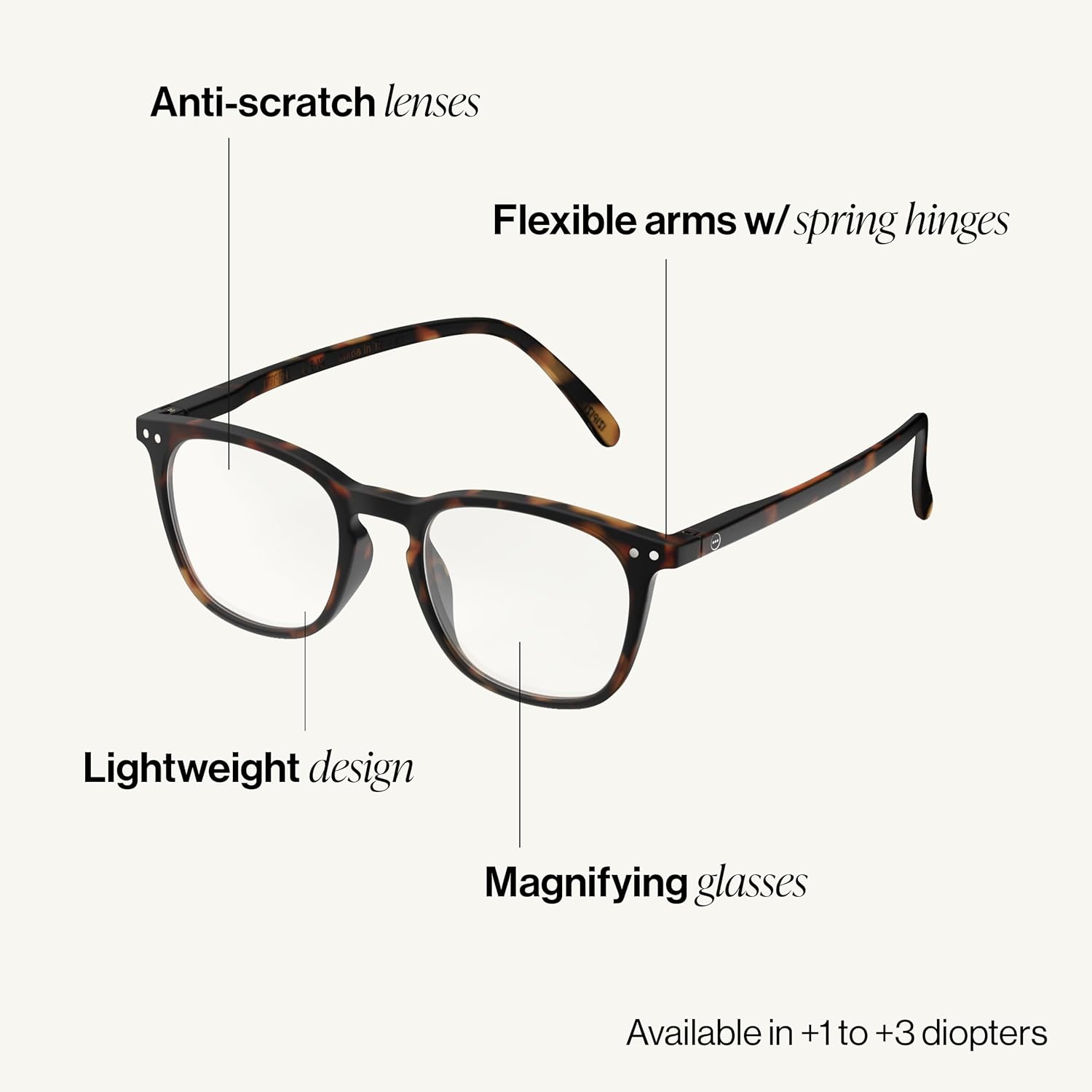IZIPIZI READING #E Reading Glasses for Women and Men Rectangular Glasses with Anti-Scratch Lenses, Lightweight Fashion Frame - Image 2