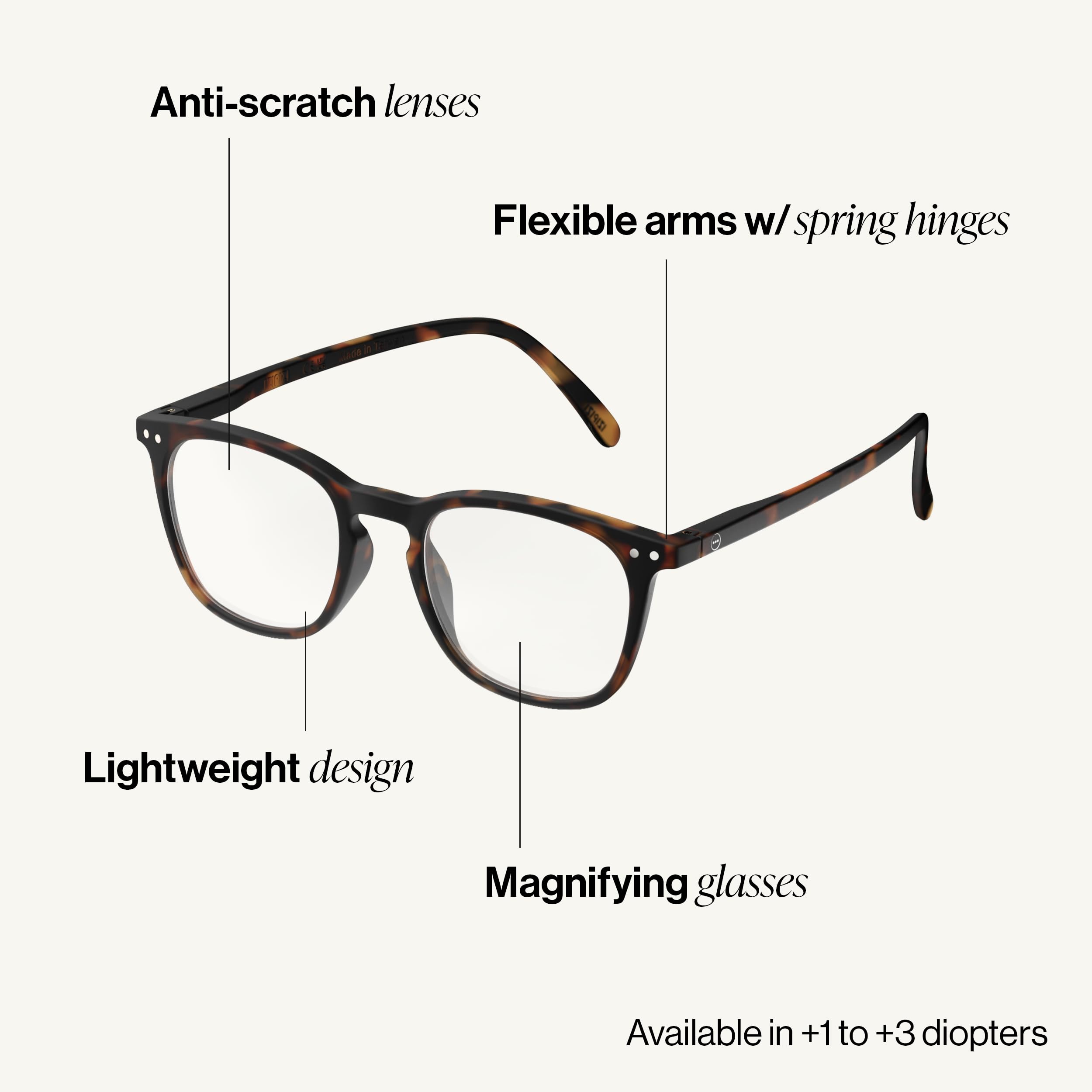 Izipizi gafas de lectura letmesee #e Tortuga Diopter +2.5