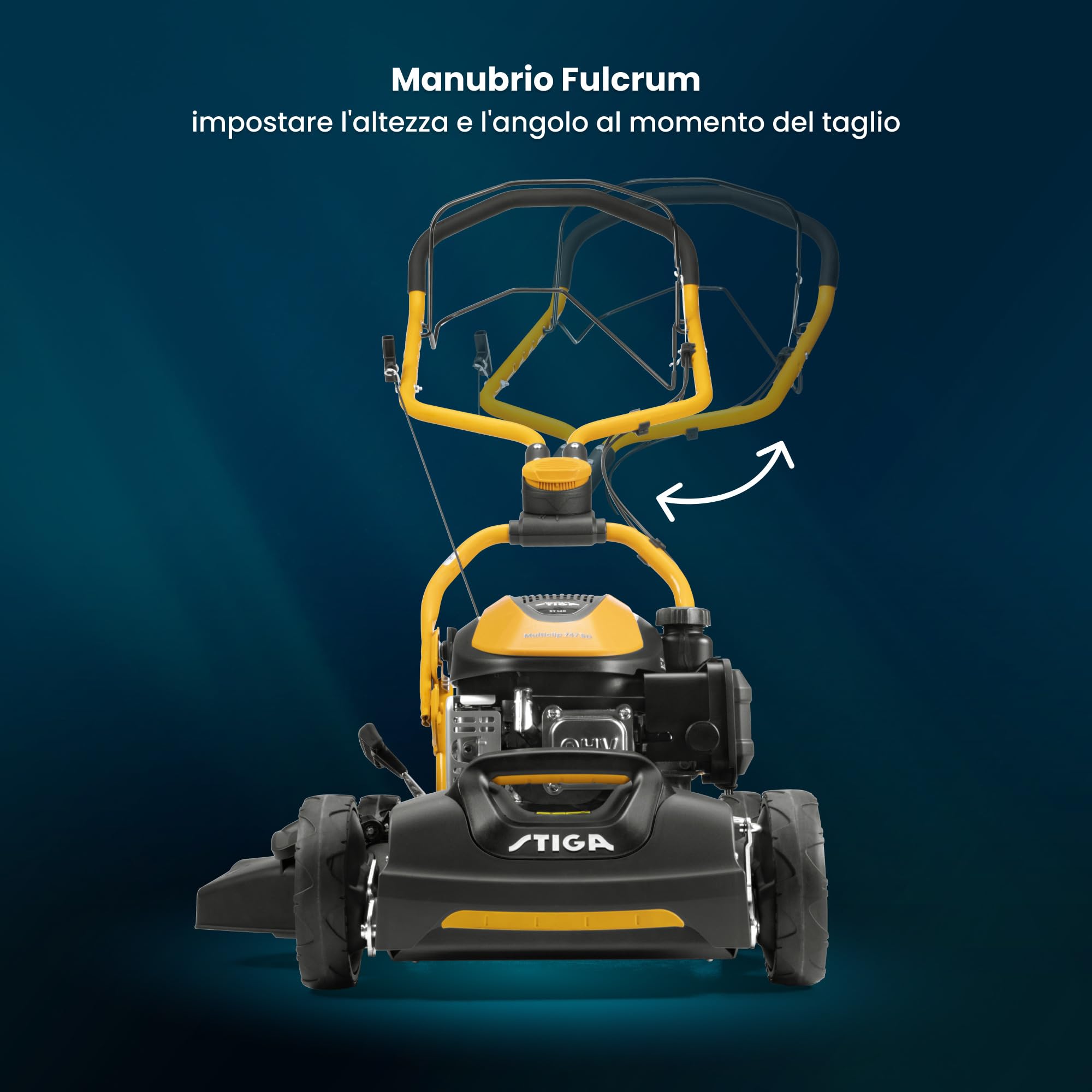 STIGA Multiclip 747 SD Tagliaerba a Scoppio, 139 cc, 45 cm – Mulching Integrato, Regol. 5 Posizioni – Prati fino a 1.500 m²