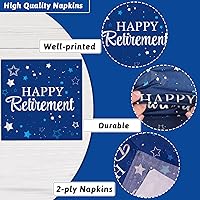 Vista 3 de Happy Retirement Party Paper Plates and Napkins Sets Decorations Supplies Blue Silver Retirement Themed Dessert Cake Disposable Tableware for Men