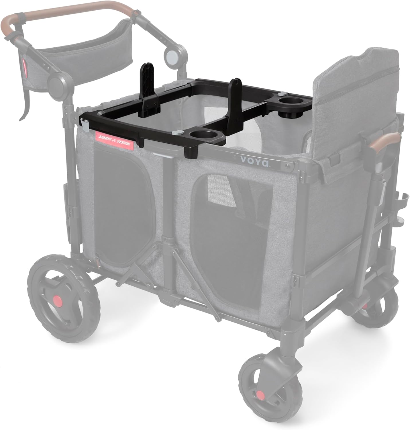 Radio Flyer Voya XT Quad Stroller Wagon and Graco Car Seat Adapter Bundle, 4-Seater Collapsible Wagon with Tall Sides and Adjustable Canopies, Gray