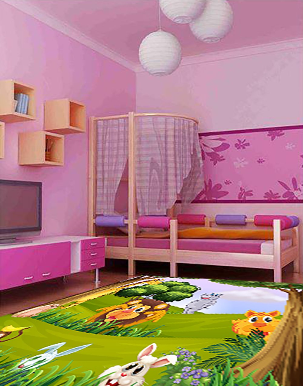 Oedim Alfombra Infantil Animales Selva PVC 95 cm x 165 cm| Esterillo Infantil PVC | Suelo vinilico para niños | Animales Selva |