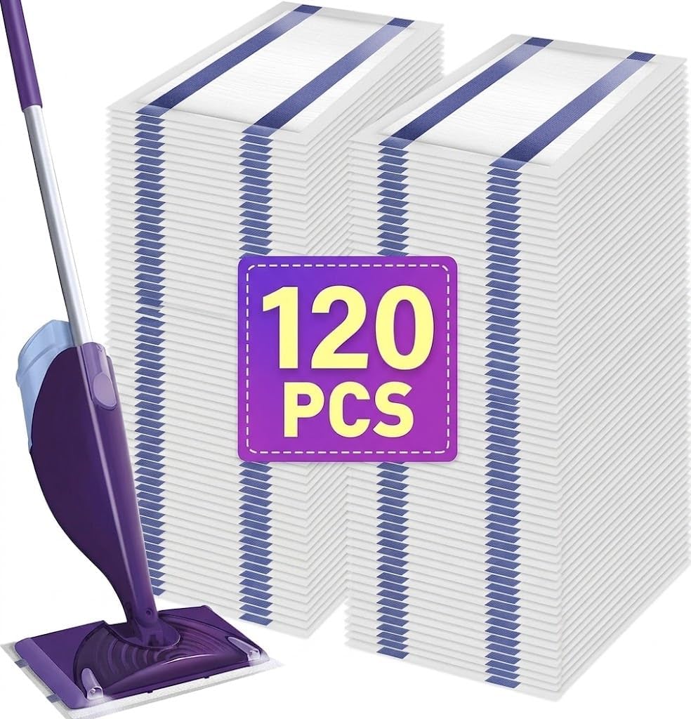 120 Count Wet Mopping Pads Refills, 11.8x5.9 Inch Disposable Floor Wipes for Spray Mops, Multi-Surface Bulk Value Pack for Hardwood, Tile, Laminate Cleaning, Heavy Duty & Extra Thick