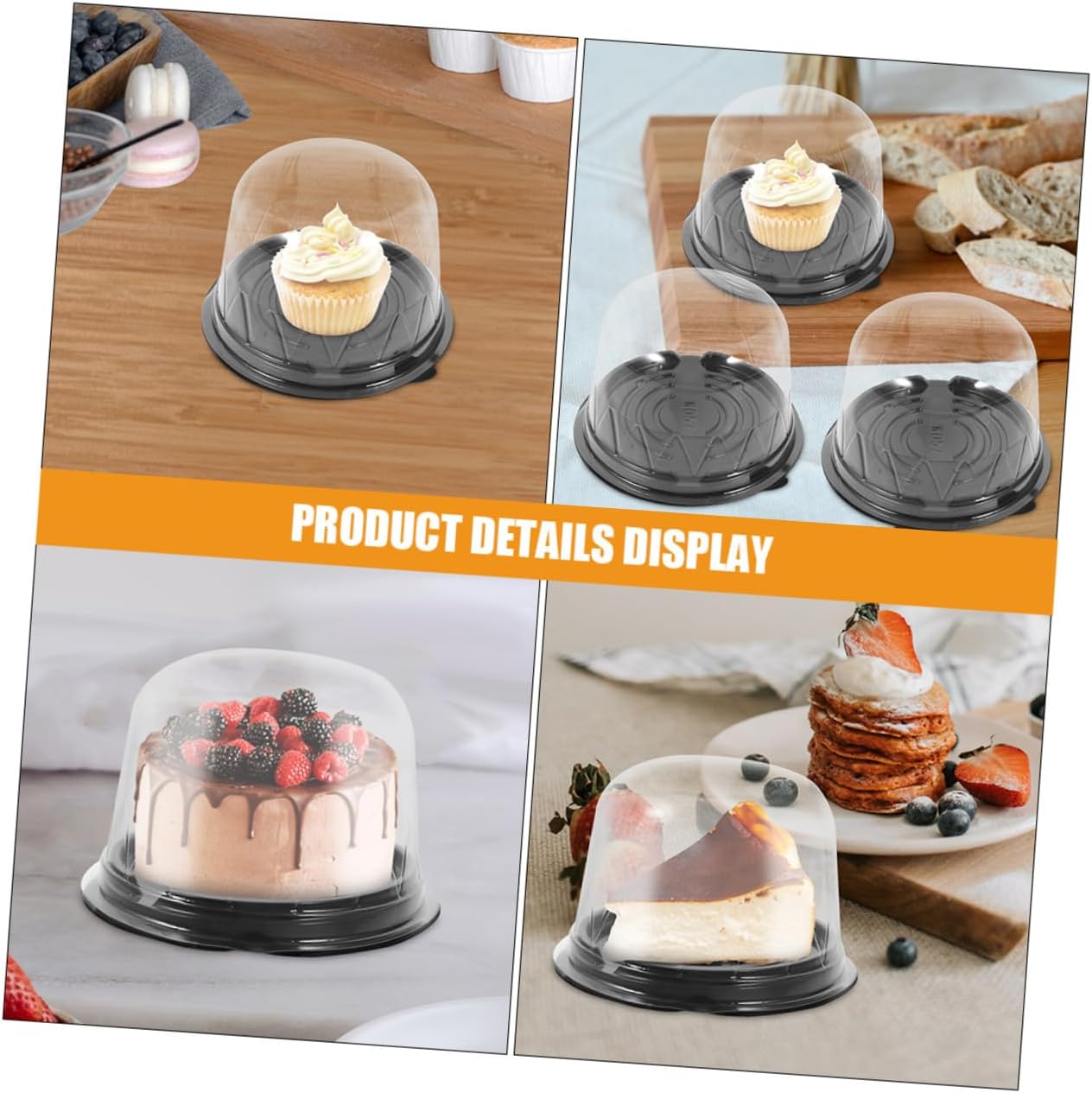 100pcs Mini Cake Boxes with Dome Lid, 3-inch Cupcake and Dessert Containers for Bakery Packaging and Takeout, Food-grade Plastic Mooncake and Cheesecake Holders for Catering
