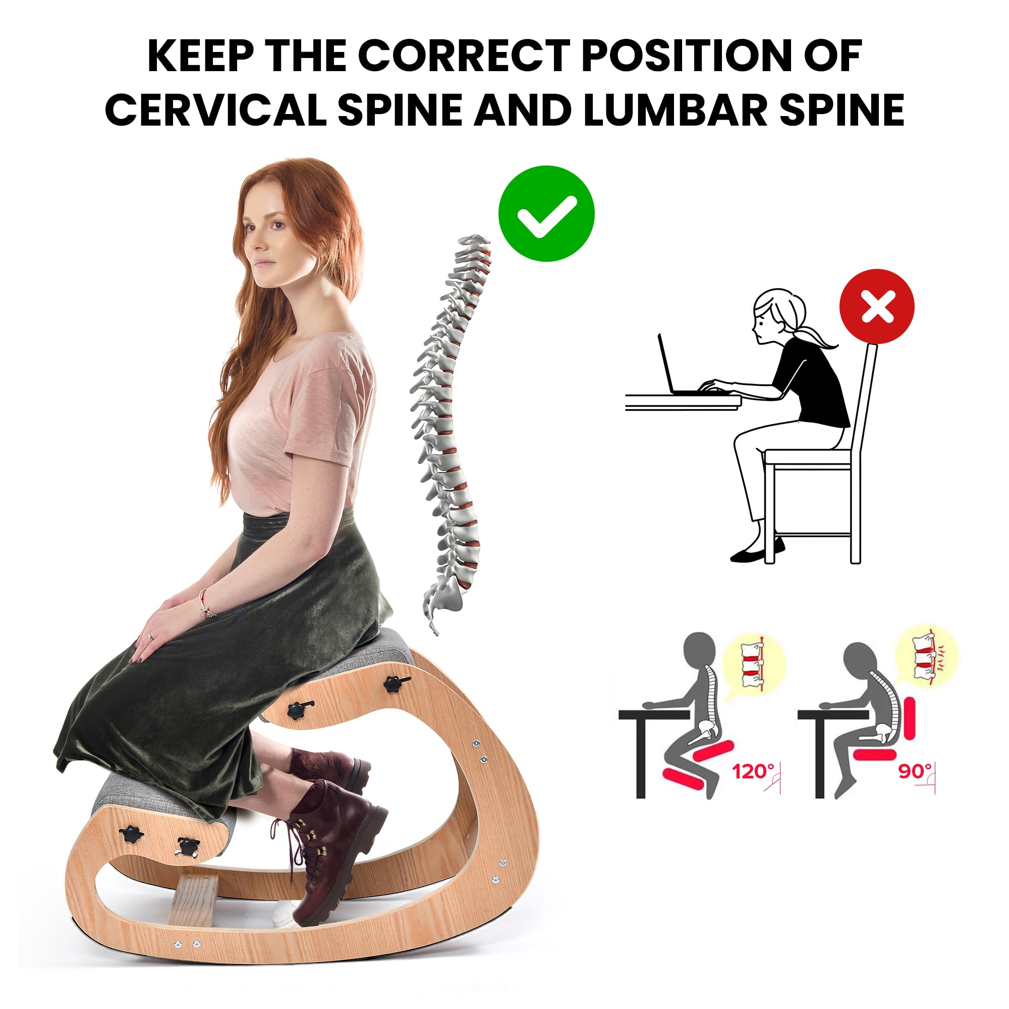 Amazon｜ひざまずく椅子 人間工学に基づいた姿勢チェア 木製 調節可能