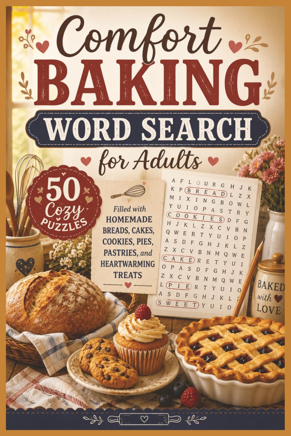 Comfort Baking Word Search for Adults: 50 Cozy Puzzles Filled with Homemade Breads, Cakes, Cookies, Pies, Pastries, and Heartwarming Treats