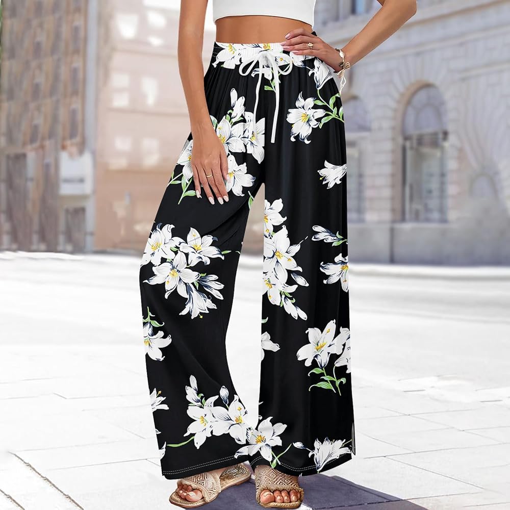 Amazon.com: FlekmanArt Dress Pants Women Petite High Waisted Wide Leg  Summer Beach Vacation Pants Boho Lounge Casual Palazzo Trousers : Clothing,  Shoes & Jewelry