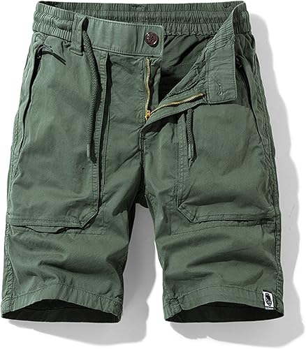 Miniatura 2 de LAWOR Bermudas para hombre, 2024, ajuste relajado, pantalones cortos cargo con cordón de botón, pantalones cortos de playa con cintura elástica
