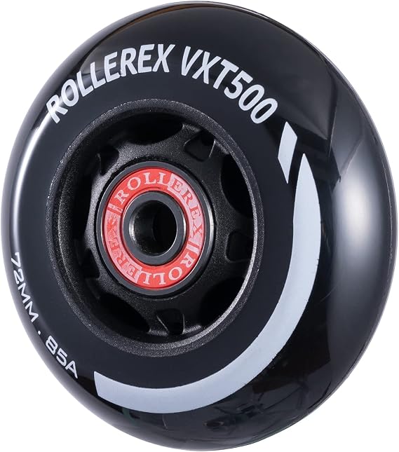 Rollerex VXT100 85A キッズ インラインスケートホイール ベアリング、スペーサー、ワッシャー付きホイール2個 スチールブラック オプション ローラーブレード、リップスティック72mm
