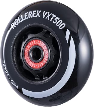 Rollerex VXT100 85A キッズ インラインスケートホイール ベアリング、スペーサー、ワッシャー付きホイール2個 スチールブラック オプション ローラーブレード、リップスティック72mm