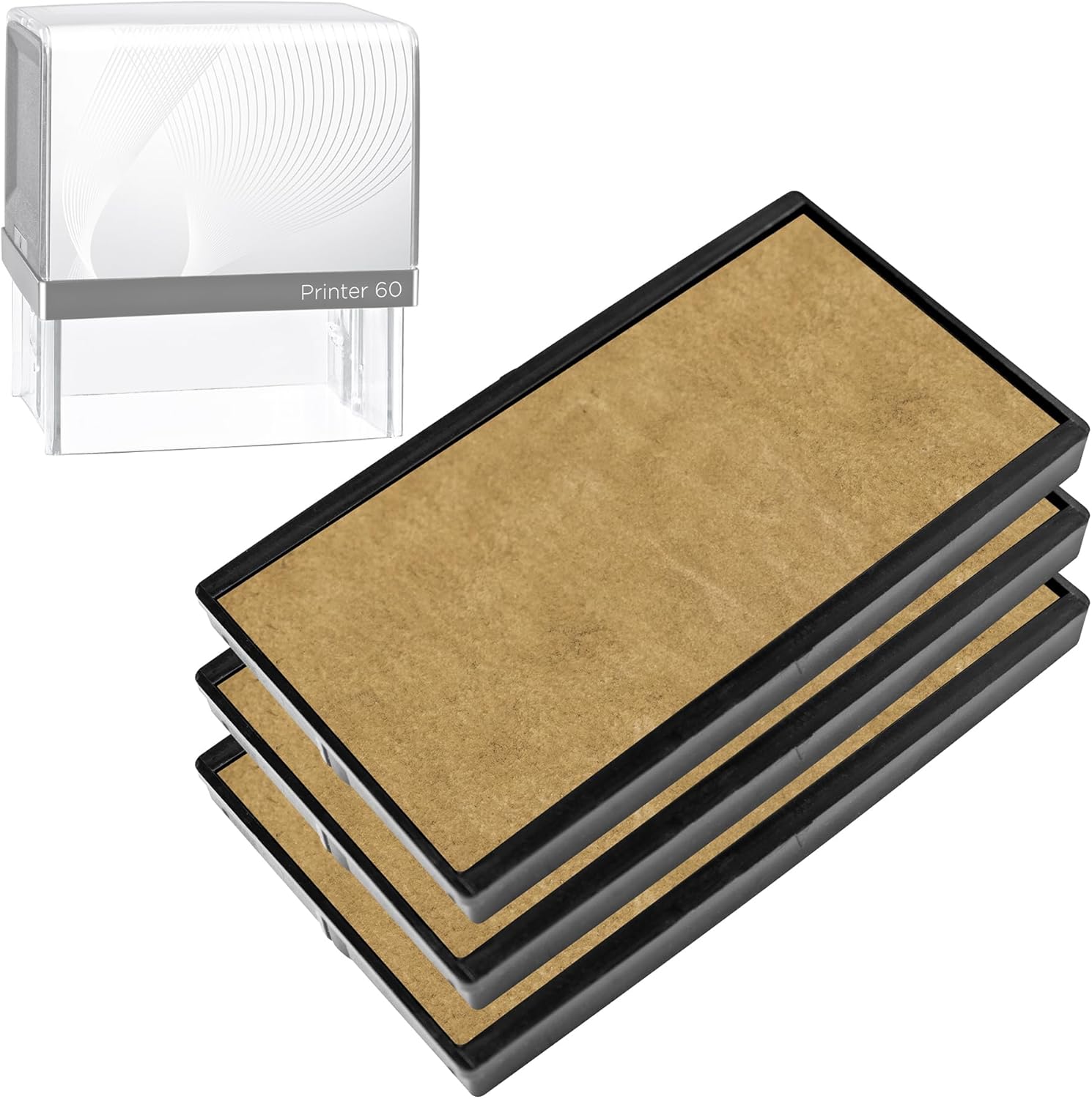 E/60 Replacement Pad Compatible for COLOP Printer 60 - Water Based, Non-Toxic - Pack of 3 - Dry (No Ink Color)