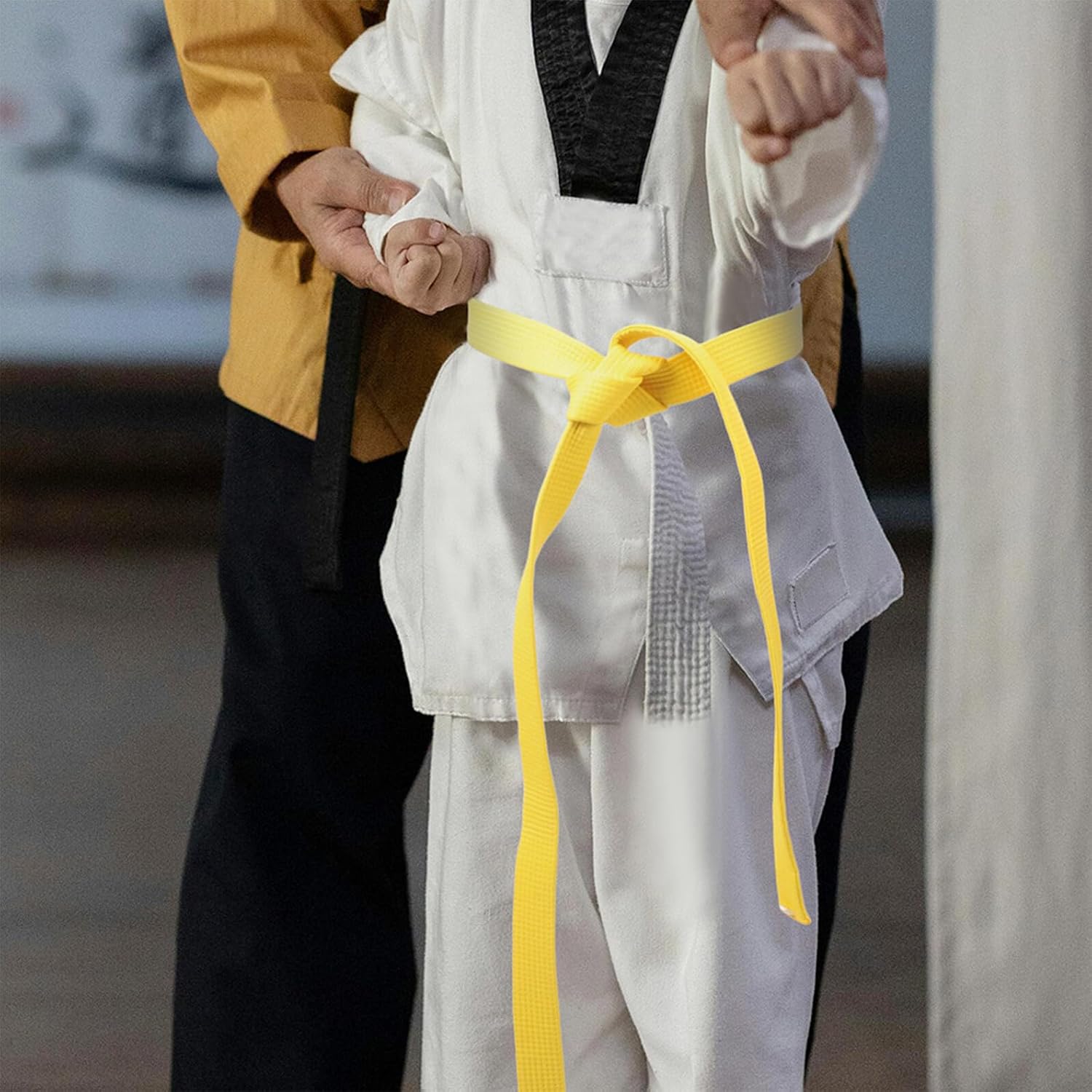 DOITOOL 2pcs Yellow Taekwondo Belts 260cm Martial Arts Training Waist Wraps for Karate Boxing Exercise and Sports Equipment