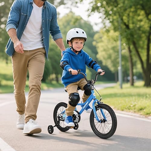 Miniatura 2 de COSTWAY Bicicleta para niños de 12, 14, 16, 18 pulgadas, bicicleta de entrenamiento para niños y niñas con ruedas de entrenamiento extraíbles,