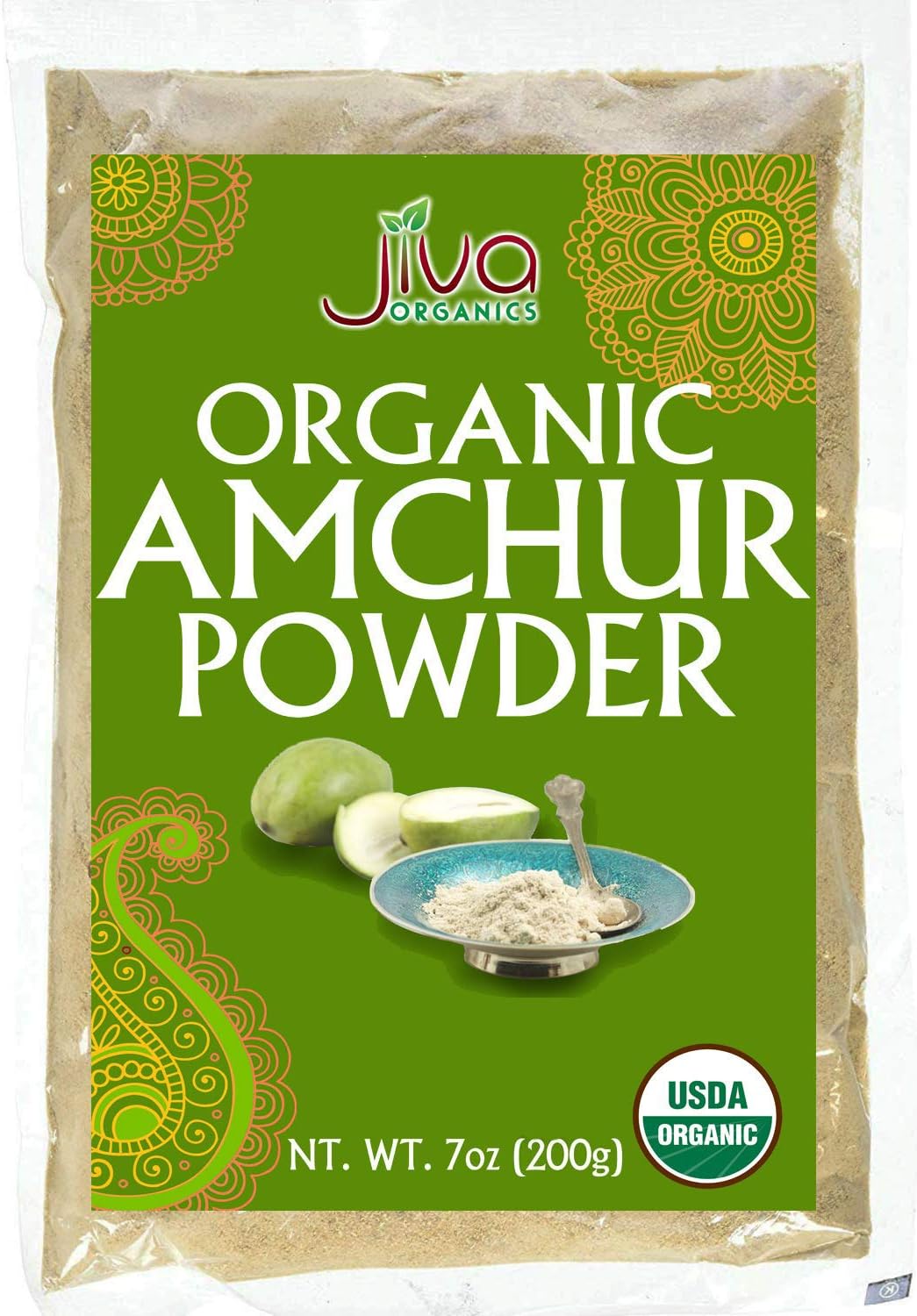 Jiva Organics Organic Amchur Powder 7 ounce Bag - Ground Dried Mango,100% Natural & Non-GMO.