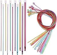 Vista 8 de Aeelike - Juego de agujas de ganchillo tunecino, 11 unidades de ganchillo largo afgano de 2-8 mm de aluminio y 12 unidades de ganchillo de bambú