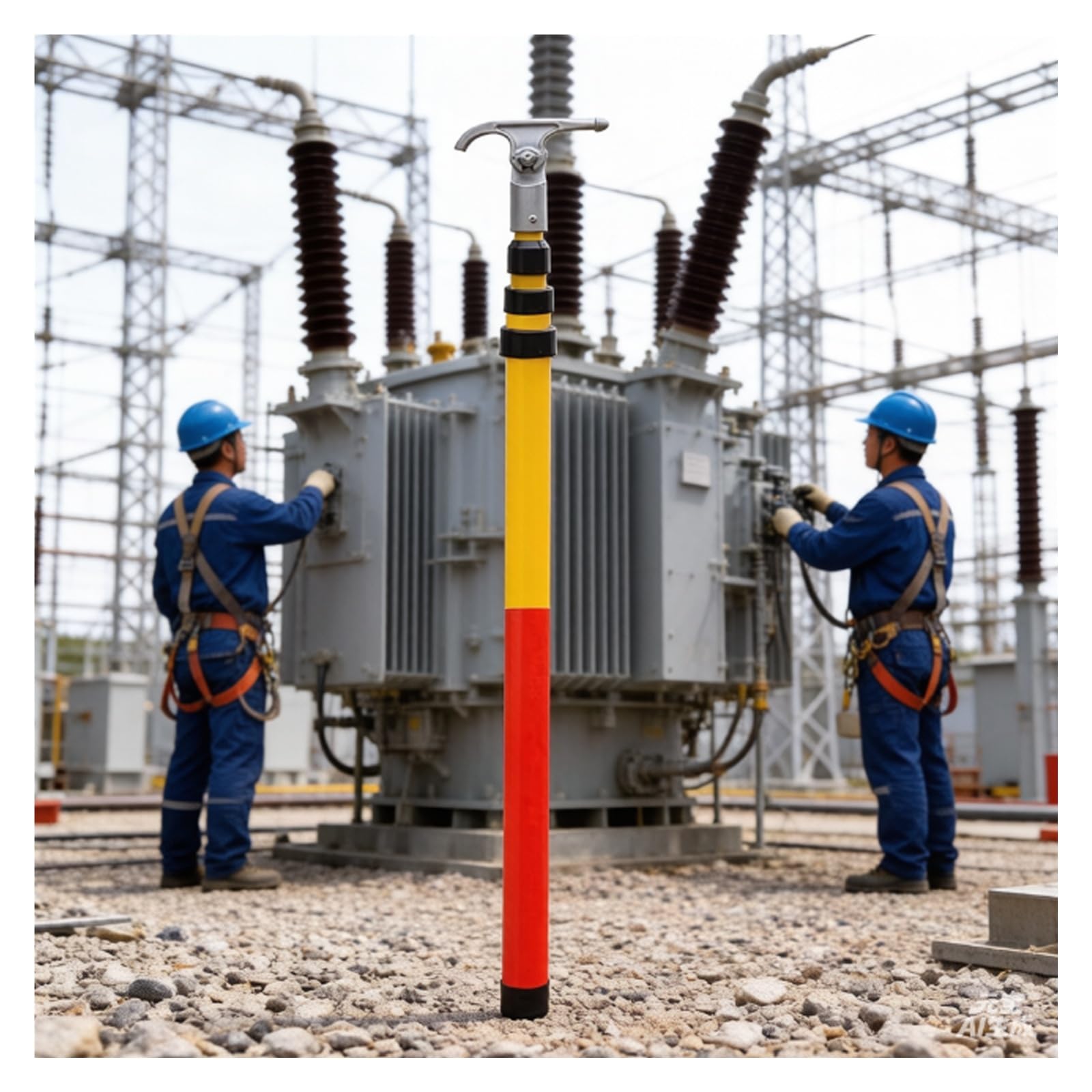 6m/19.6ft Electrical Height Insulated Pole, Portable Hot Stick Rescue Hook, High Voltage Insulated Retractable, for Electricians, Lineman(110kV-6m19.7ft/236")