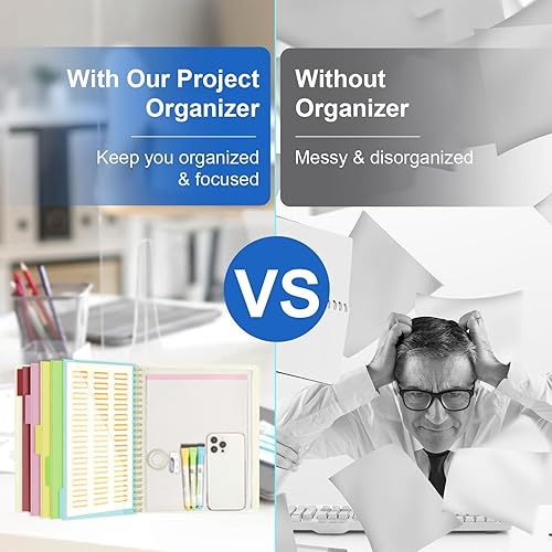 Vista 36 de Ospelelf Portapapeles plegable en espiral con bolsa de almacenamiento con cremallera, 5 carpetas de plástico con 10 bolsillos, bloc de notas forrado