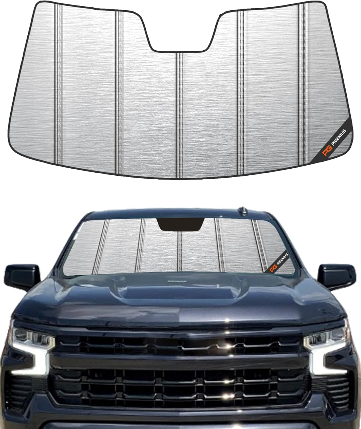Windshield Sun Shade for Chevrolet Silverado/GMC Sierra 1500(2019-2026),Silverado/Sierra 2500 HD,3500 HD(2020-2026),Heavy-Duty Thick Blackout Summer Protector Block UV Rays