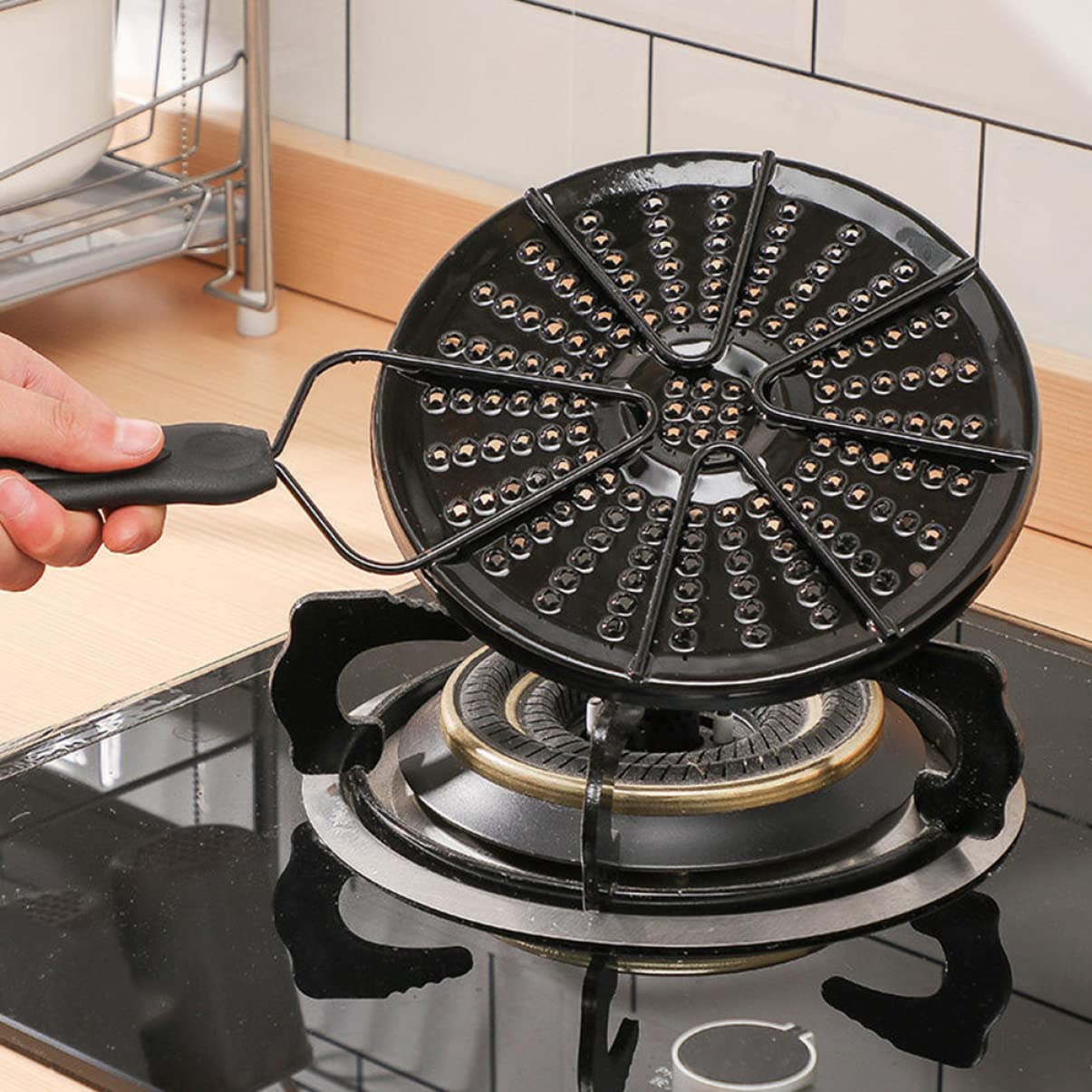 PRETYZOOM Enamel Heat Conduction Plate for Gas Burner Electric Stove Non-stick Heat Diffuser for Pots Prevents Burn Scratches for Cooking Milk Porridge