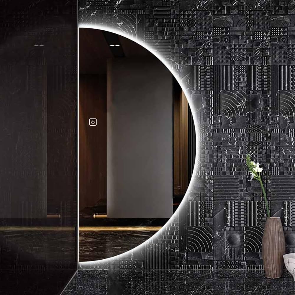 Inteligentne lustro łazienkowe LED z przyciemnianiem i zaparowaniem, półksiężyc, do salonu, sypialni, przedpokoju, 50 x 100 cm, nowoczesny design