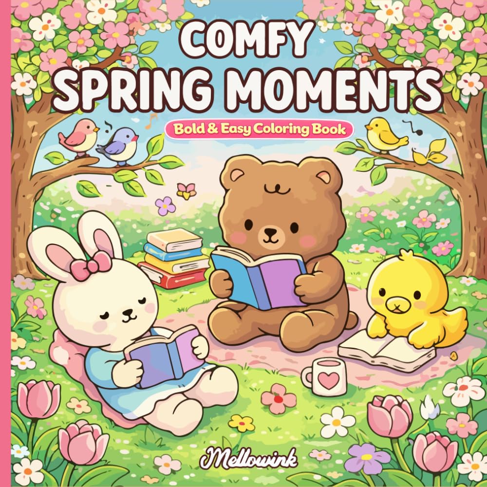Comfy Spring Moments: Bold and Easy Coloring Book