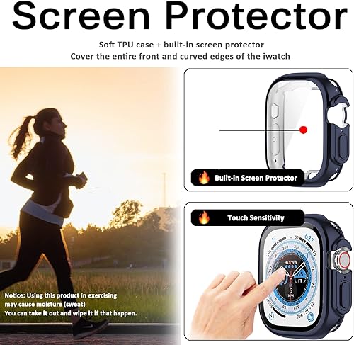 Miniatura 19 de Funda compatible con Apple Watch Series 3, 2, 1 de 1.496 pulgadas con protector de pantalla, cubierta dura de policarbonato antiarañazos a prueba