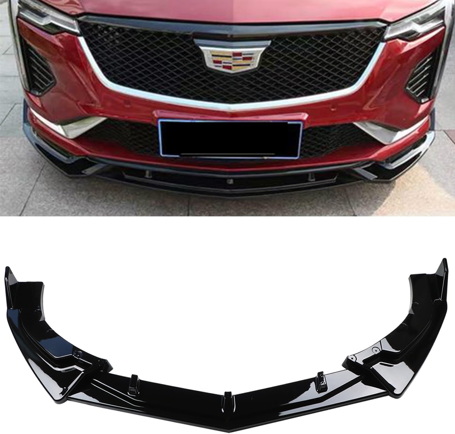 New Front Bumper Lip Compatible with Cadillac CT4 2020 2021 2022 2023 2024 Body Kit-Gloss Black Sport Front Spoiler 3pcs